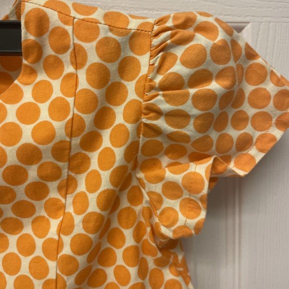 Willy Dilly Orange & Ivory Polka Dot. Size 4 Top With Adjustable Tie. Casual - Picture 3 of 8